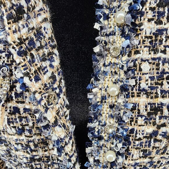 Old Money Quiet Luxury Boucle Tweed Blazer Jacket | Stella + Lorenzo Small - Picture 6 of 8